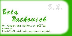 bela matkovich business card